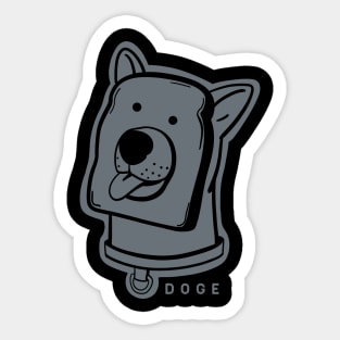 Slice of bread and doge face a funny and weird awesomeness in grey ink Sticker